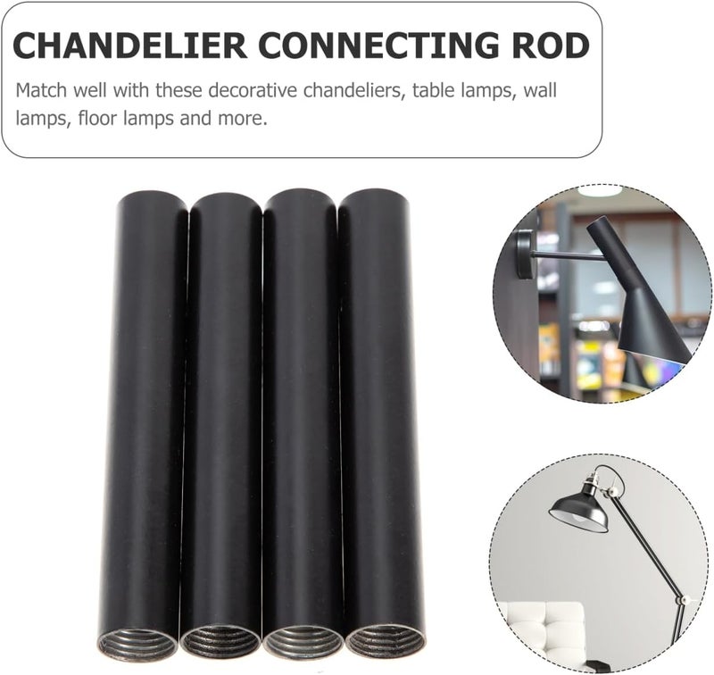 BUTIFULSIC 4Pcs Chandelier Light Extension Poles Hollow Threaded Support Rods for Pendant Lights Ceiling Fixtures and Wall Lamps 3.93 Inch Metal Downrods - Image 4